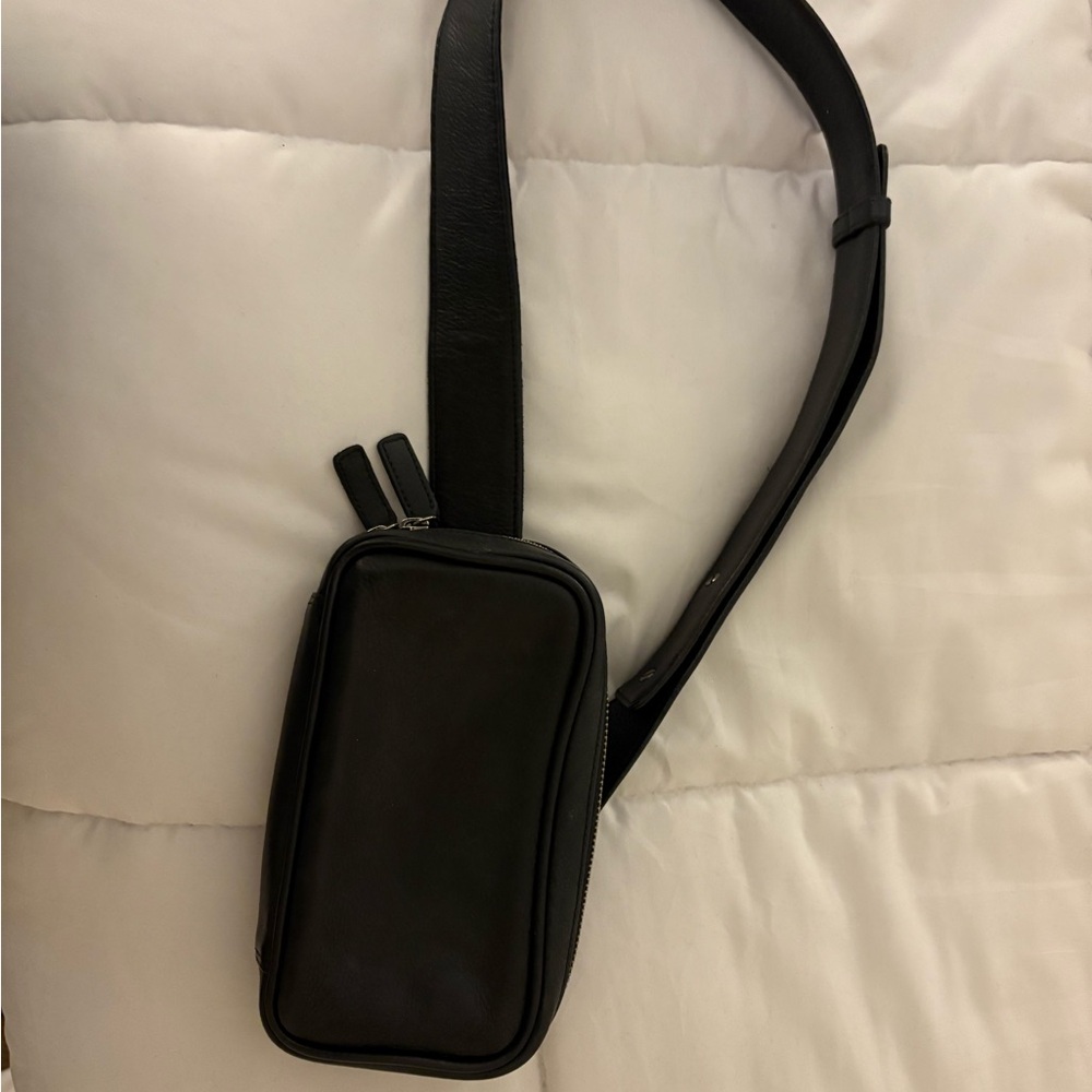 Garnet Hill Black Leather Crossbody Bag